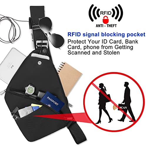 Sling Bag Light Thin Chest Shoulder Bag Casual Daypack Shoulder Crossbody Lightweight Anti Theft Outdoor Travel Hiking Bag Slim Passport Holder Rfid Signal Blocking Pocket Pretecting Personal Info #TOP27