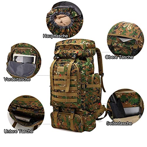 Foto von Kabxhueo Groß Rucksack 60L-80L Wanderrucksack Wasserdicht für Herren & Damen – Reiserucksack, Notfallrucksack, Trekkingrucksack für Survival, Wandern, Camping, Angel & Reise (Backpacker Rucksack)