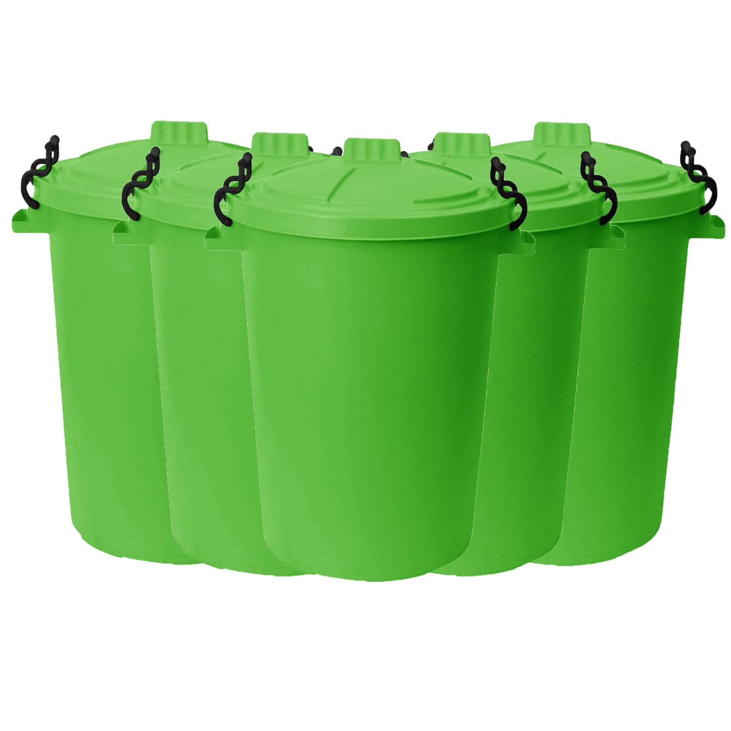 JMS we create smile 50 ltr Bin Heavy Duty Dustbin Plastic Storage Unit Refuse Bin Waste Bin with Locking Lid Compose Recycled Rubbish Waste Animal Feed Portable Garden Bin (Lime Green, 5)