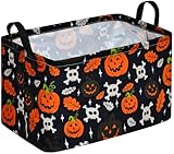 MAIZMZ Halloween Monster Toys Storage Basket for Shelves Foldable Open Pumpkin Gift Storage Bin Waterproof Clothes Organizer Kids Nursery Hamper...