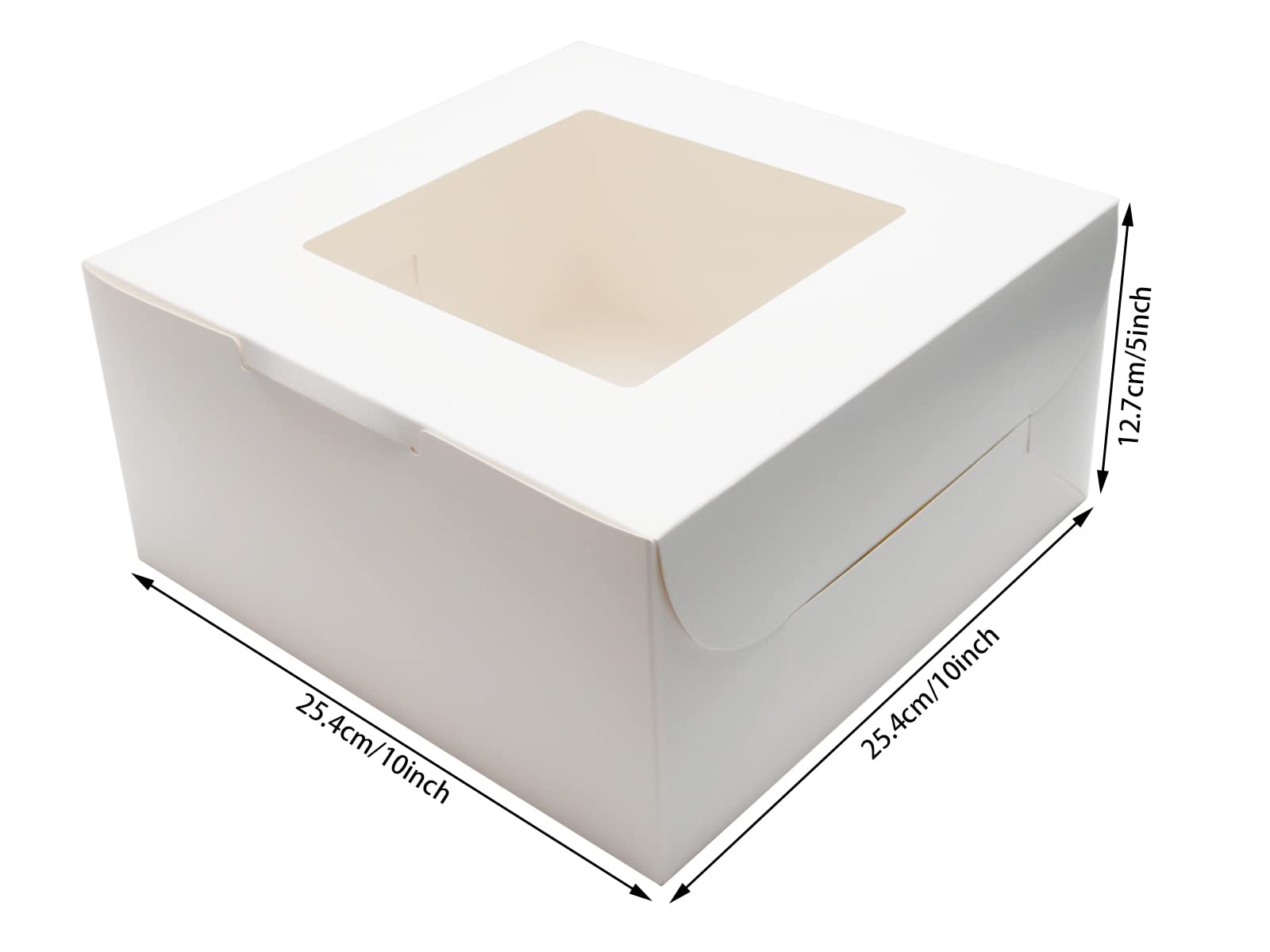 Paquete de 10 cajas blancas para tartas con ventana, 10 x 10 x 5 pulgadas, cajas de regalo de fiesta, cajas de galletas, cajas de panadería, dulces, postres, dulces, pasteles, cupcakes,