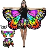 Yamisan - Disfraz de mariposa de doble cara para mujer, capa de alas de mariposa con falda para adultos, disfraces de...