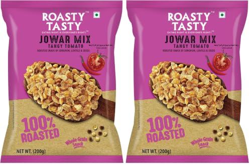 Image of Roasty Tasty Jowar Mix Tangy Tomato 200G (Pack of 4)|Healthy Snack|Crunchy Millet Snack Made With Jowar Flakes & Seeds Mix|Low Calorie Snacks|Roasted Namkeen|No Transfat Diet Mixture In Tangy Tomato Flavour