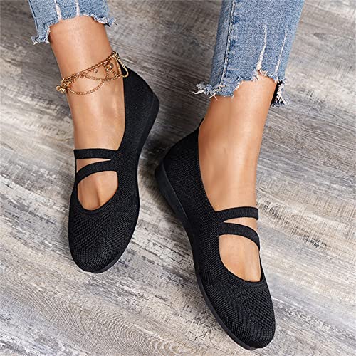 Ballet Flats Shoes for Women Dressy Comfortable Knit Flat Shoes Slip On Business Loafer Shoes Casual Walking Shoes3