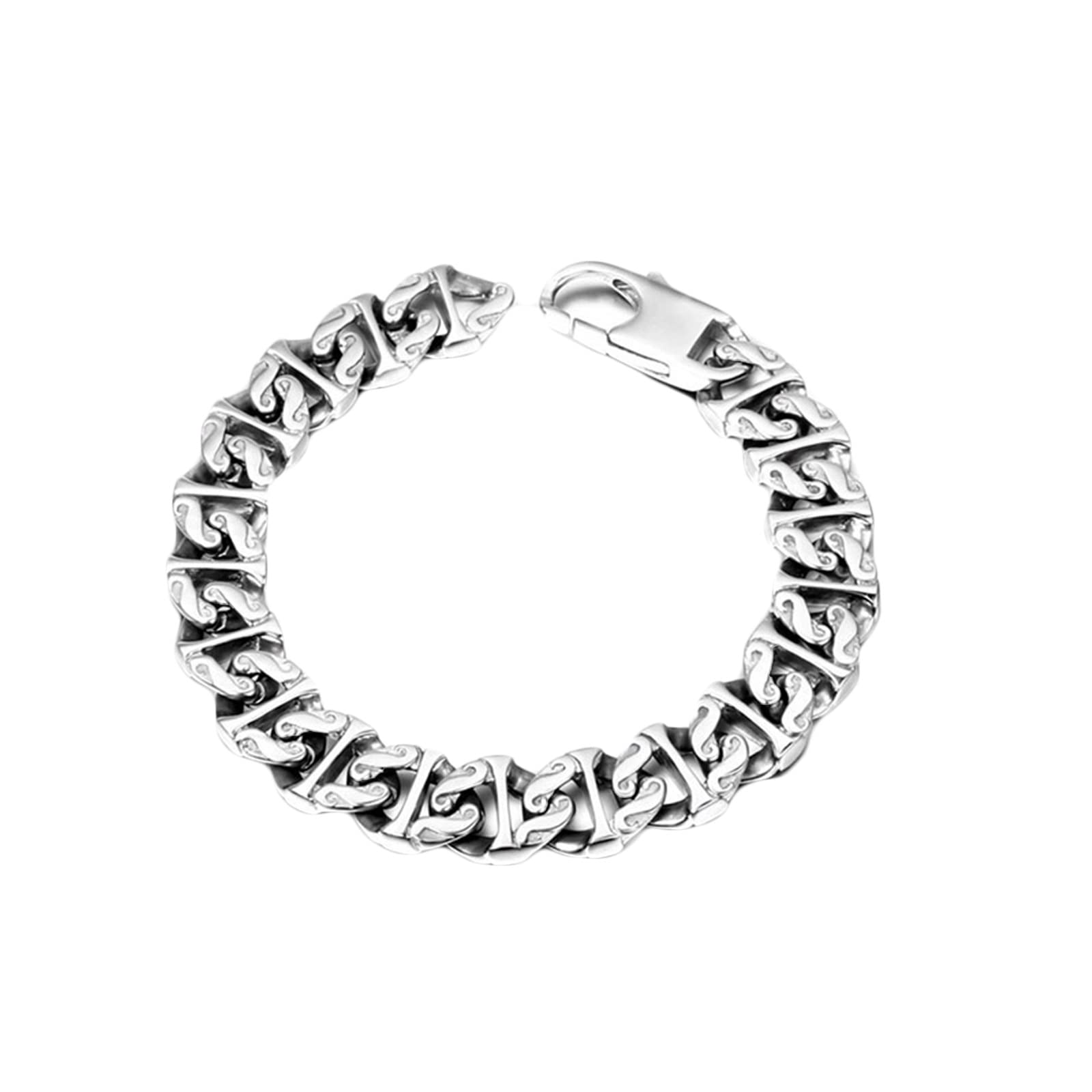 ANAZOZPulseras Hombre Acero Inoxidable,Brazalete Punk Hombre Brazalete Hombre 21 cm Pulsera 11.5mm Pulsera de Hombre de Plata