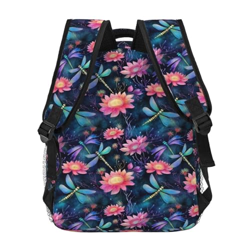Watercolor Dragonfly Dragonflies Flower Lightweight Backpack Travel Casual Bags for Women or Men 15.7 Inches4