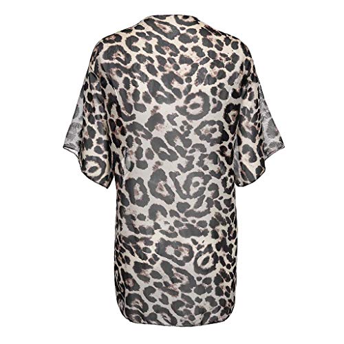 Tops Capa Leopardo Quimono Casual Feminino Estampado Cardigan Blusa Capas de Biquíni Feminino e Card