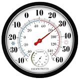 Hygrometer Thermometer, 10 Inch Easy to Read Precise Indoor Outdoor Thermometer for Home, Greenhouse, Garden