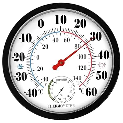 Hygrometer Thermometer, 10 Inch Easy to Read Precise Indoor Outdoor Thermometer for Home, Greenhouse, Garden