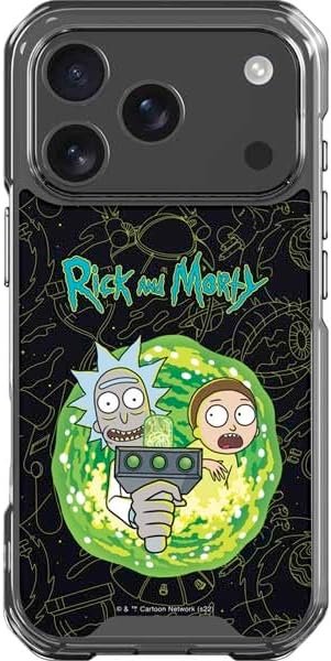 Skinit Clear Phone Case Compatible with iPhone 17 Pro - Officially Licensed Adult Swim Rick and Morty Portal Pattern Design