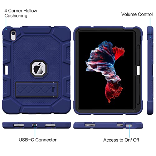 Image of Azzsy Case for iPad 10th Generation 10.9 Inch 2022, Heavy Duty Shockproof Rugged Protective Case for iPad 10.9 Inch 2022 Release, Navy Blue
