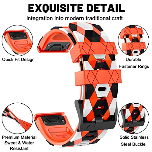 MYSNBKN Fenix 7X Strap 26mm Silicone bands for Garmin Fenix 7X/Fenix 6X/Fenix 6X Pro/Fenix 5X/Fenix 5X Plus/Fenix 3/Fenix 3 HR(Quick Fit) - Image 2