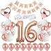 Produktbild PEIPONG 16. Geburtstag Dekoration für Mädchen, Happy Birthday Banner, Rose Gold Ballon Mädchen Geburtstagsfeier Liefert Dekoration
