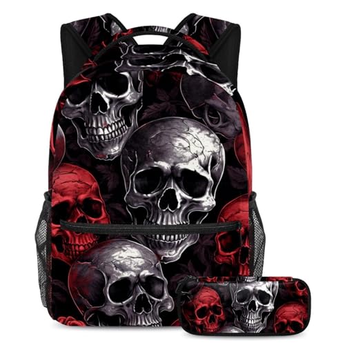 Sac à dos tête de mort et sa trousse pour la rentrée des classes