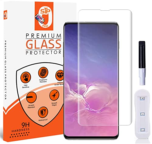 Image of STP FEEL Premium UV Tempered Glass Protector For Samsung Galaxy S10 (Pack of 1) UV Curved Screen Protector Ful Screen Coverage For Samsung Galaxy S10 With Easy Installation Kit