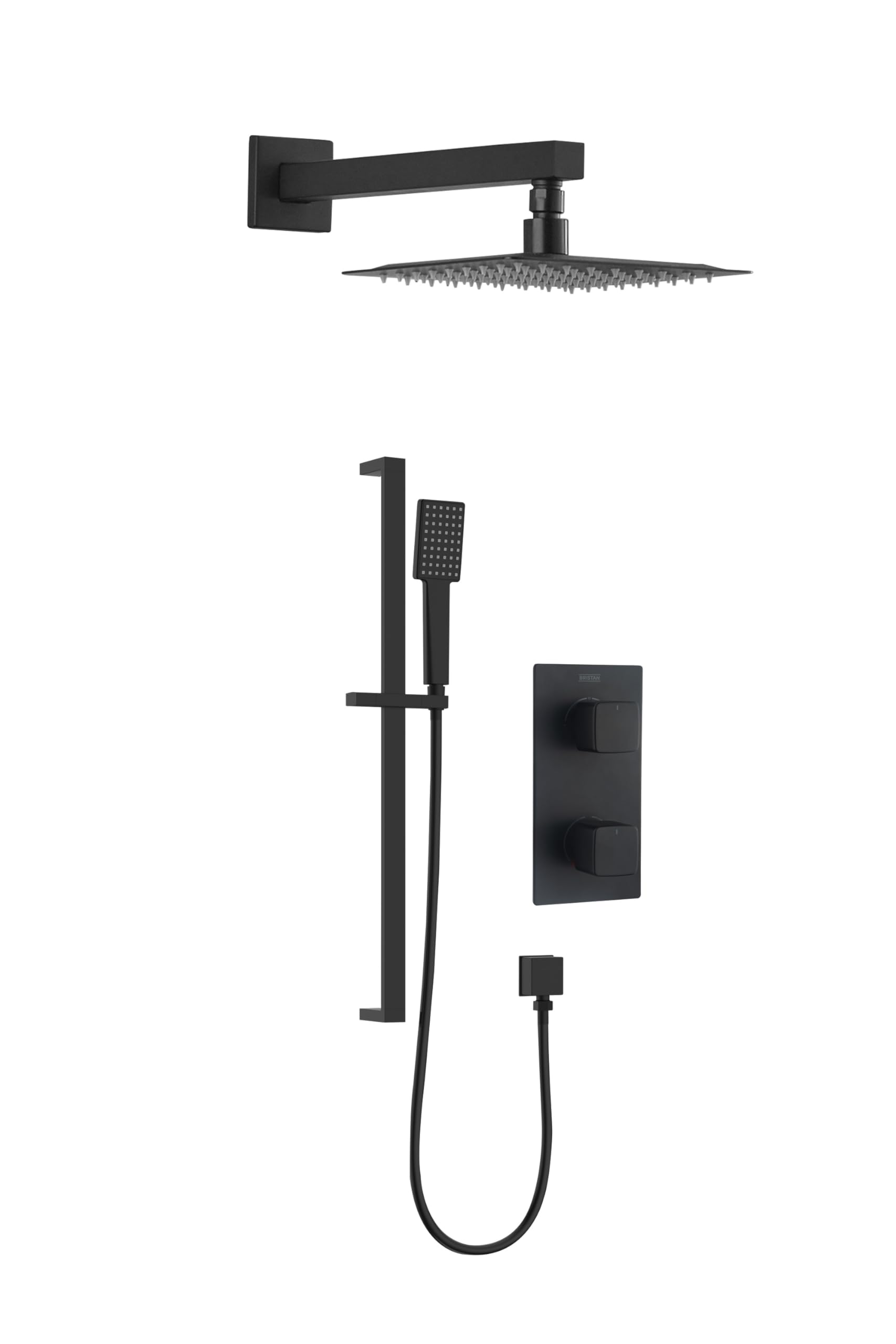 Bristan Black Cobalt Blk Shwr Pk Cobalt Recessed Concealed Dual Control Shower Pack