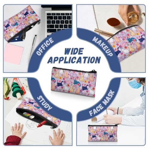 Image of Cat Flower Pencil Case for School Purple Pen Holder for Toddler Kindergarten Wear Resistant Pencil Pouch with Zipper Closure Girls Kawaii Pen Organizer