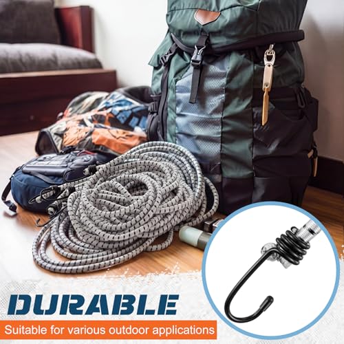 Image of 6 Pcs 120 Inch Extra Long Bungee Cords with Hooks 0.39 Inch Thick Heavy Duty Bungee Straps for Outdoors, Camping, Rvs, Bikes, Cargo (White+Black)