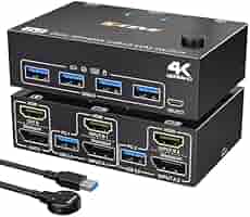 デュアルモニター KVM HDMI+DPスイッチ デュアルモニターkvmスイッチ,2x2,4 k 60hz,usb hdmi - AliExpress
