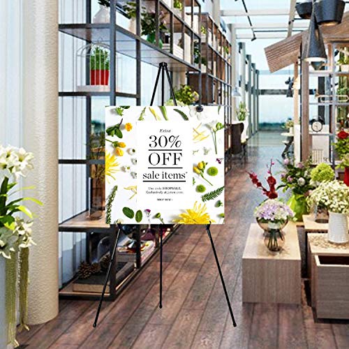 Realway 63" Folding Easel Stand For Display,Adjustable Floor Poster Easel For Arts,Pictures,Paintings,Telescoping Black Metal Easel Fit For Signs At Exhibition,Lobby,Holds 5Lbs,6Pack #TOP6