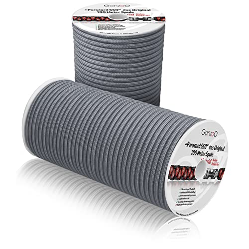 Corde Paracord 550 type 3 de 4 mm en nylon polyester gris acier 100 m