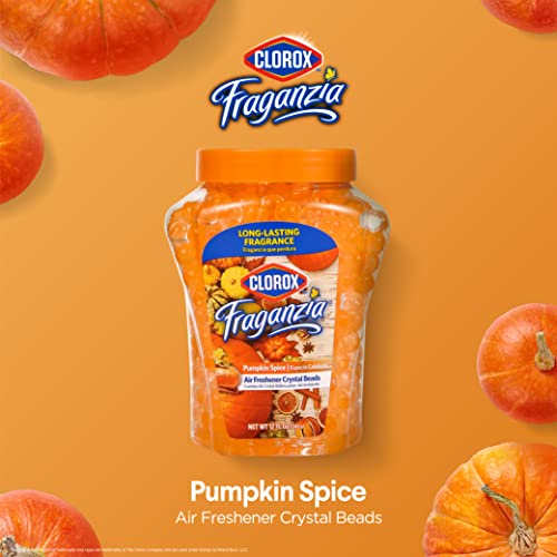 Image of Clorox Fraganzia Air Freshener Beads in Pumpkin Spice Scent, 12 oz Jar | Gel Beads Air Freshener Scent Beads | Car Air Freshener Beads for Car, Home, or Office