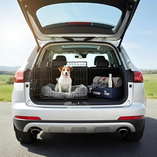 2 Door Metal Dog Crate with Removable Tray - Small - 1x Heavy Duty Folding Foldable Portable Collapsible Indoor Car Travel Training Cage Bed Carrier Furniture - Black - by Harbour Housewares