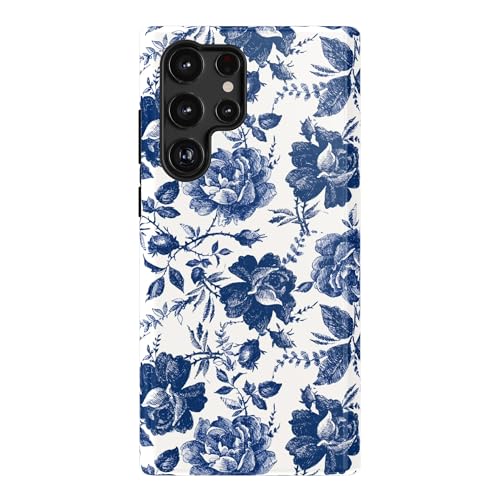 Casely Galaxy S22 Ultra Case | Rose to Fame Coquette | Blue & White Rose Floral Case