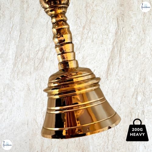 Image of Elegant Brass Mandir Ghanti - 4 Inch Handcrafted Temple Bell for Pooja and Home Decor