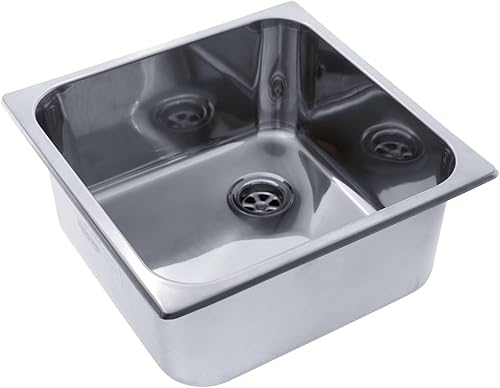 AMBASSADOR MARINE GRADE - Fregadero rectangular de acero inoxidable 304  ultraespejo, 14-12 pulgadas x 14-12 pulgadas x 6 pulgadas de profundidad