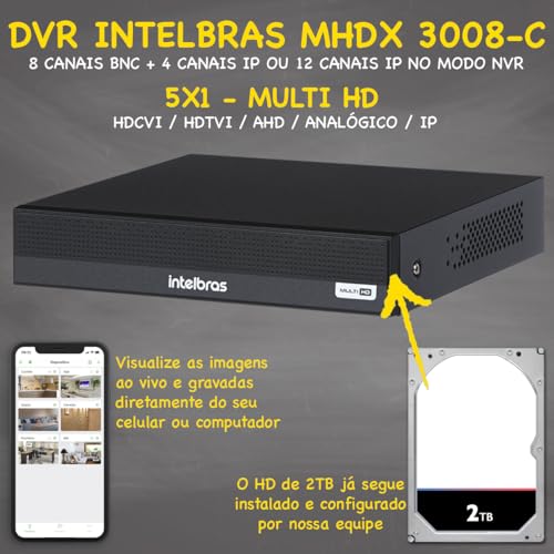 Kit Cftv 8 Cameras Full Hd VHL 1220 Dvr Intelbras 3008-C 2TB