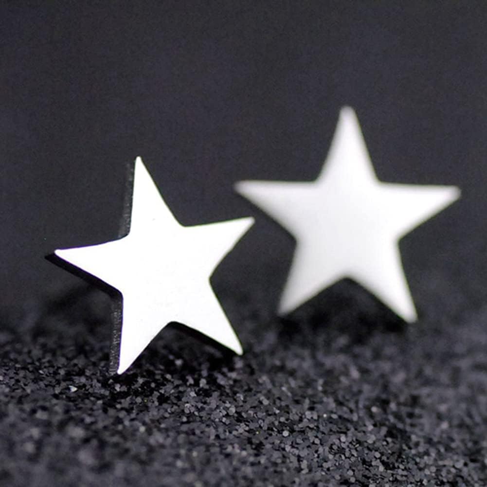 2 Pairs Silver Black Star Stud Earrings Set for Men Women Stainless Steel Star Stud Earrings Jewelry - Image 7
