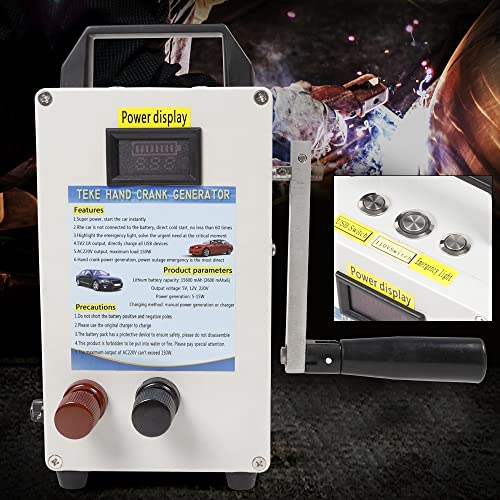 Generador manual de manivela, CA 110 V / CC 12 V, portátil, con cargador USB, para emergencias al aire libre, viaje y campamento, para cargar teléfonos móviles y computadoras miniatura 3