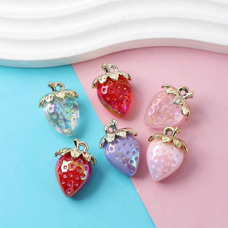 Ximimark 12pcs,Summer Fruit 3D Strawberry Resin Charms Pink Cute Strawberry Pendants DIY Can Be Made Into Necklaces, Earrings, Pendants, Keychains, Etc - Image 6