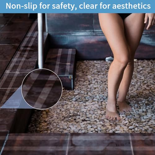 Image of Clear Anti Slip Tape for Stairs & Bathtubs, 1 inch x35FT Non-Skid Transparent Grip Tape - Soft PVC Safety Traction for Bare Feet, Pool Decks, Boats, Shower Floors