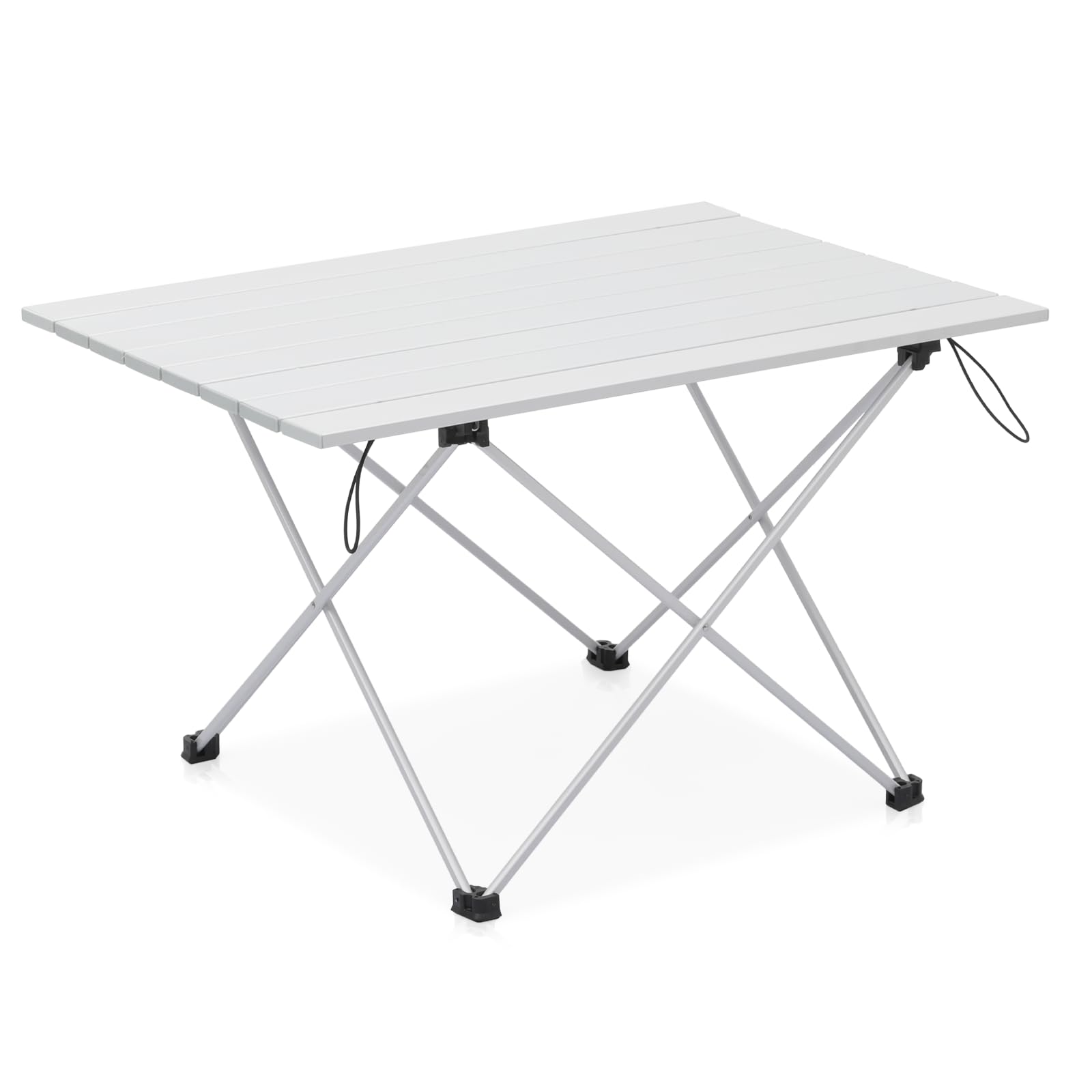 Magshion Folding Camping Table with Aluminum Table Top and Carry Bag, Portable Side Table for Camping, Hiking, Picnics, Load Up to 50lbs, Sliver