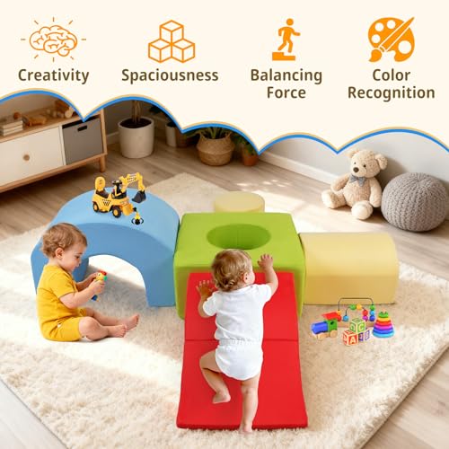 Climbing Toys for Toddlers 1-3, 5-Piece Soft Foam Indoor Play Blocks by Kinevoli - Used condition - Image 6