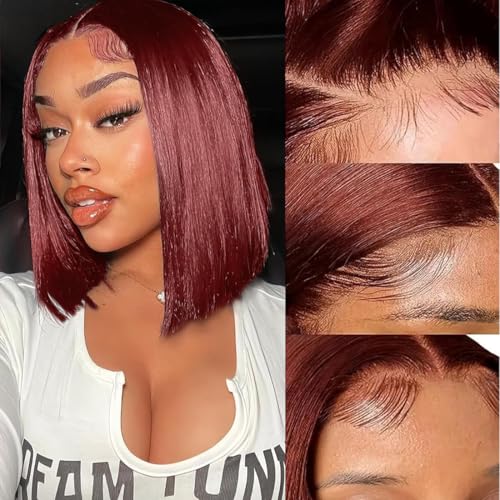 PANDA ANGEL Reddish Brown Bob Wig Human Hair Wear and