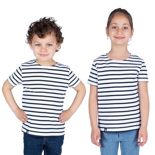 Breizh Ocean - Marinière Coton Bio - de 1 à 14 Ans - Création Française GARLAN Enfant - Tee Shirt Enfant Garcon ou Fille Manches Courtes - Vetement Bebe...