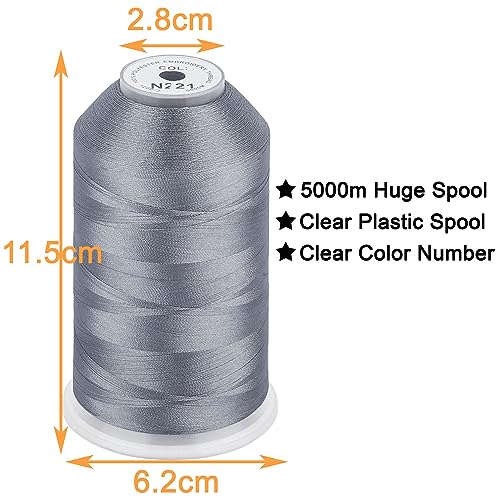 Image of New brothread - Single Huge Spool 5000M Each Polyester Embroidery Machine Thread 40WT for Commercial and Domestic Machines - Gray(Janome Color)