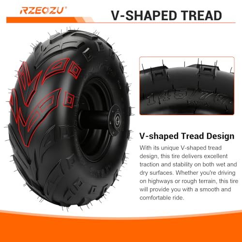 Image of 145 /70-6 Tires, Mini Bike Wheels Rim and Tires Assembly Kit Replacement for Coleman CT100U CC100X Baja DB30 Monster Mega Moto 80cc 105cc MMB80 Motovox Minibike Go Kart Parts Rear V-Tread Tire