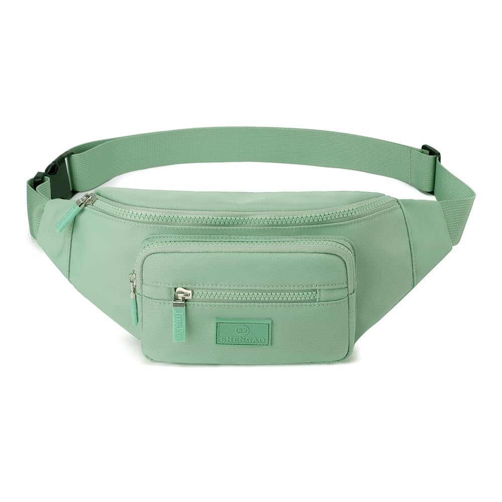 Bumbags for Ladies Bum Bag Fanny Pack Men Women Waist Pack Lightweight Adjustable for Running Walking Hiking Jogging (Green)