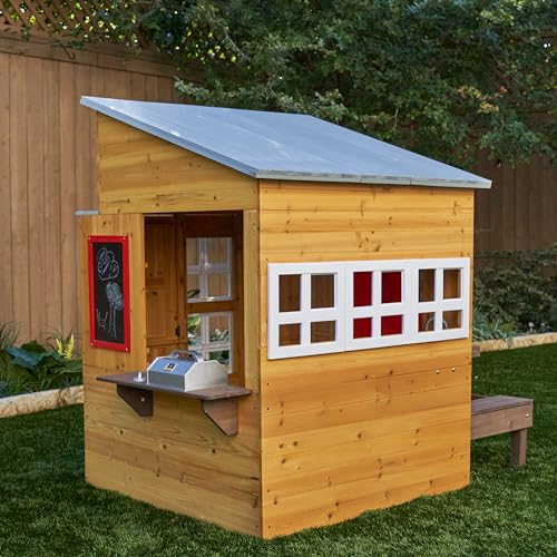 image for KidKraft Modern Outdoor Wooden Playhouse with Picnic Table, Mailbox an