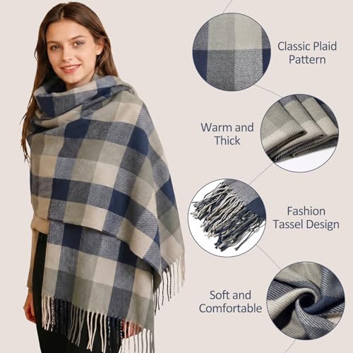 Image of Loritta Winter Scarf for Women, Long Plaid Shawl Wraps Scarves Gifts
