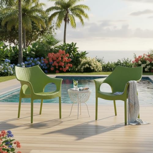 Image of Supreme Cambridge Heavy Plastic Chair Chair for Indoor and Outdoor Use(Colour: Mehandi Green; Set of 2 Chairs)