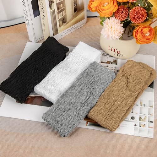 Justay 4 Pairs Slouchy Socks for Women, Scrunch Boot Long Knee High Knit Tube Athletic Slouch Socks for Woman (9-11)4