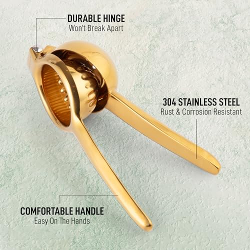 Image of Zulay Kitchen Lemon Squeezer Stainless Steel - Premium Quality, Heavy Duty Solid Metal Squeezer Bowl - Large Manual Citrus Press Juicer and Lime Squeezer Stainless Steel - Gold