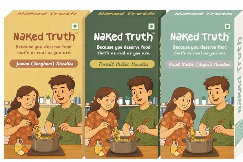 Image of Naked Truth Millet Noodles Combo Pack of 3 | No Maida Instant Veg Noodles | High Fiber Healthy Noodles | Non-Fried Ready to Cook (Jowar + Foxtail Millet + Pearl Millet Noodles) | No MSG /Preservatives
