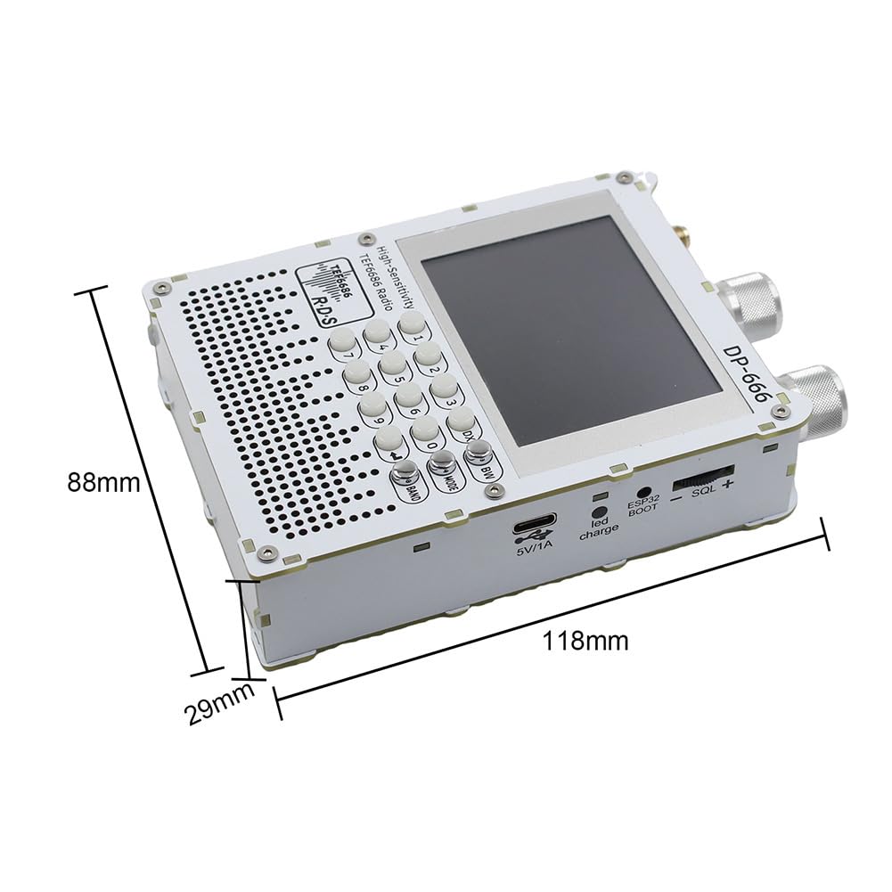 DP-666 TEF6686 - Radio DSP de banda completa - Pantalla táctil de 2,8" - Receptor digital AM/FM/LW/MW/SW-RDS de onda corta de alta sensibilidad - Batería de 5000 mAh - Actualización de firmware