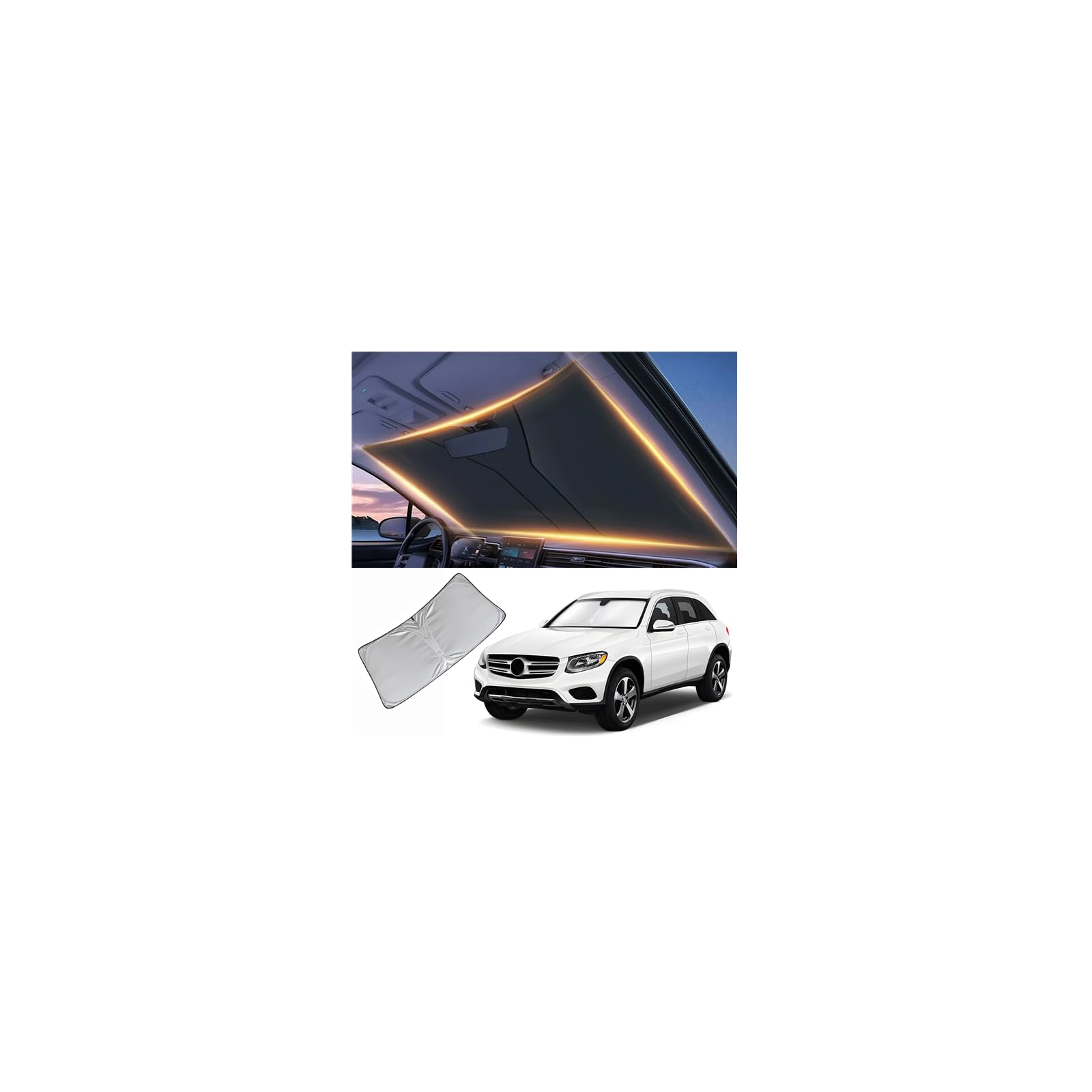 Windshield Sun Shade for Mercedes-Benz Glc Front Window Shades Cover for 2010-2024 2025 2026 Glc Windshield Sun Visor Protector Car Accessories
